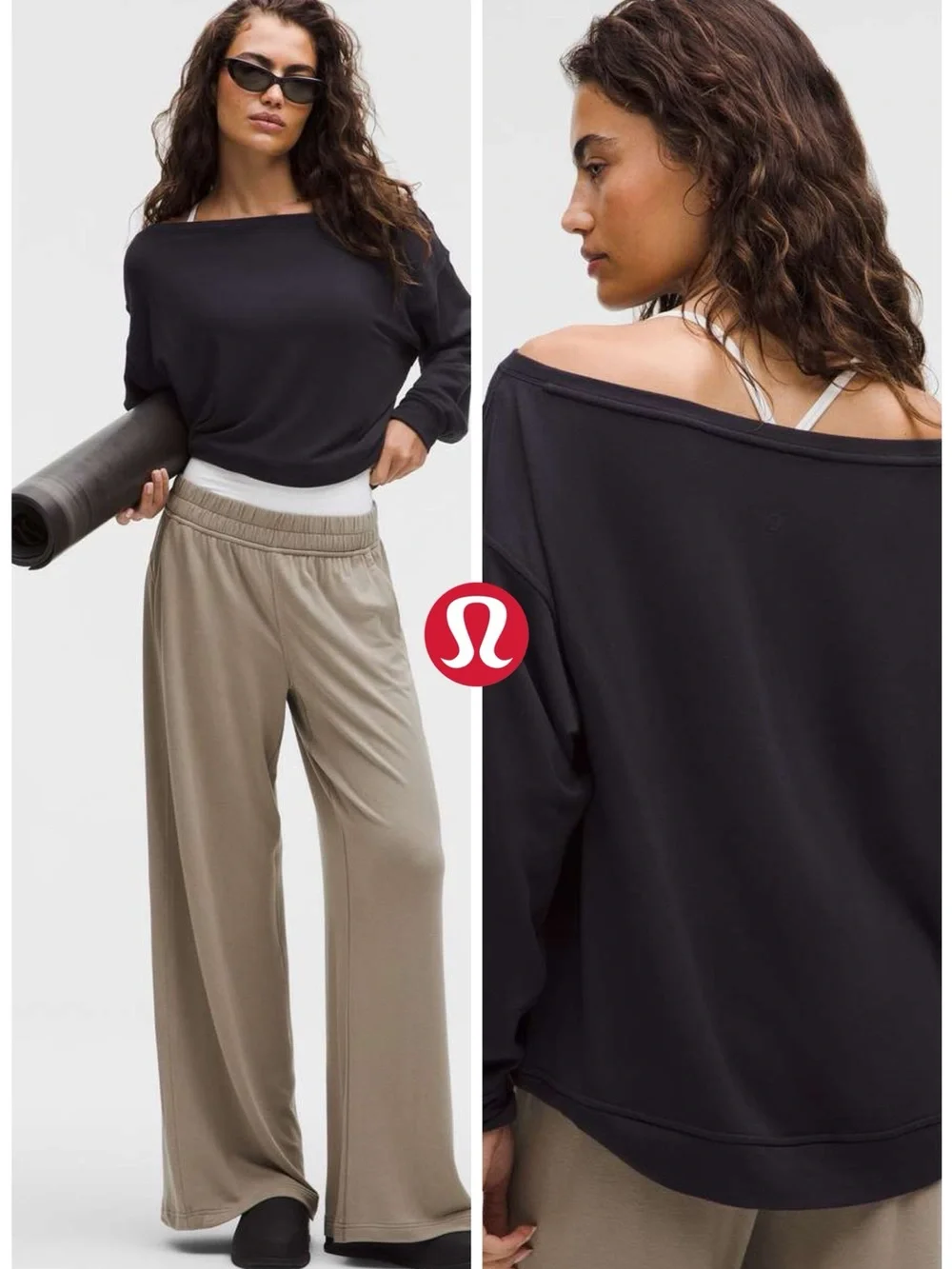 Like New - Lululemon BeCalm Oversized Boatneck Long Sleeve Shirt in Brown (L)